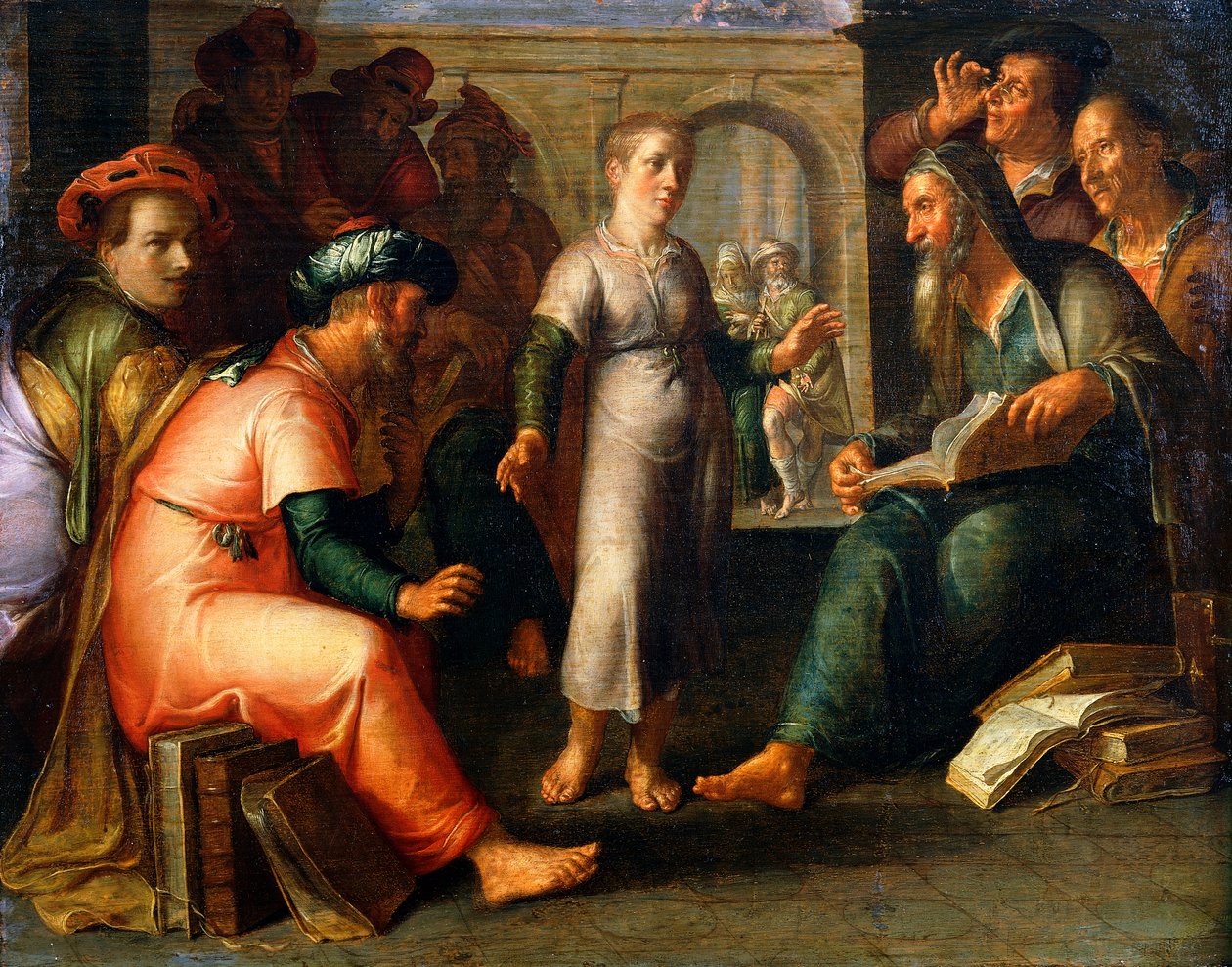 Kristus blandt lægerne af Joachim Wtewael or Utewael