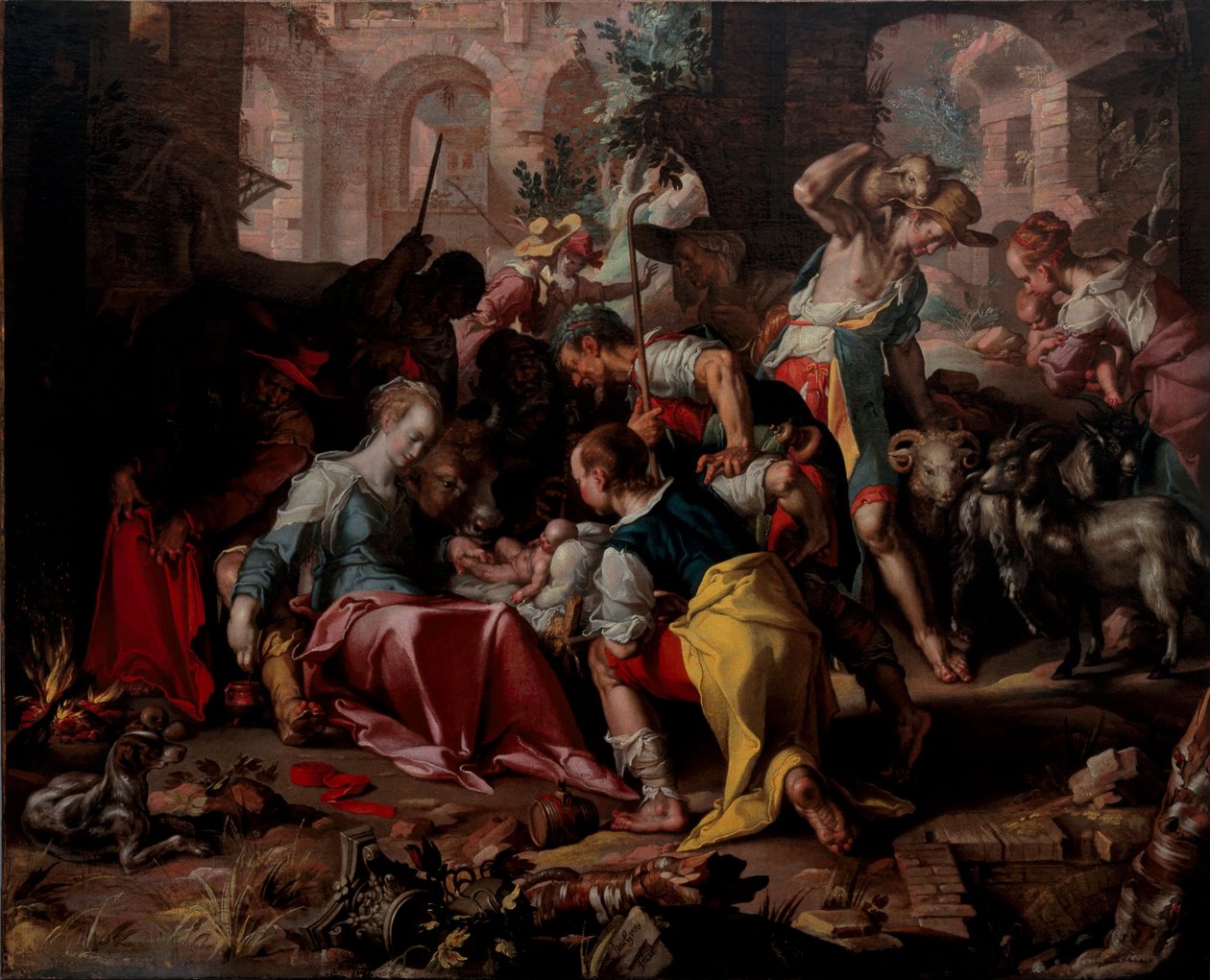 Hyrdernes tilbedelse, 1598 af Joachim Wtewael or Utewael