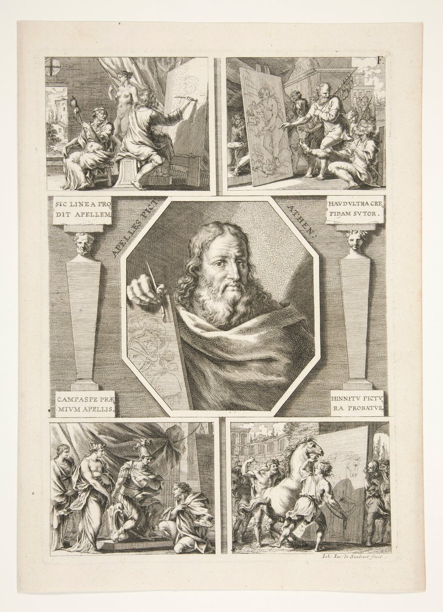 Portræt af Apelles og fire scener fra Apelles liv af Joachim von Sandrart