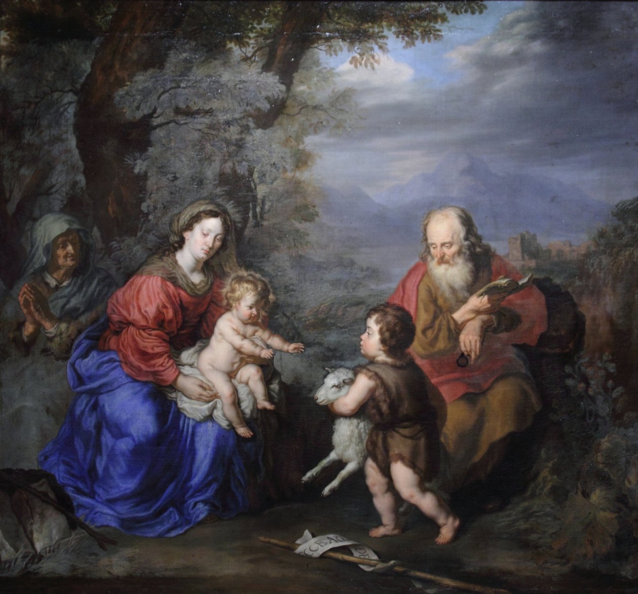 Hellig familie i et landskab af Joachim von Sandrart