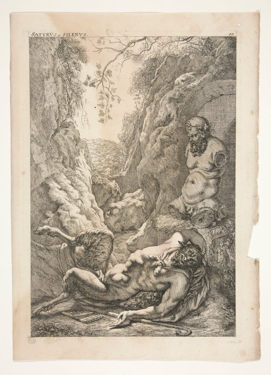 Satyr og Silenos, fra Ancient Sculptures Admired af Joachim von Sandrart