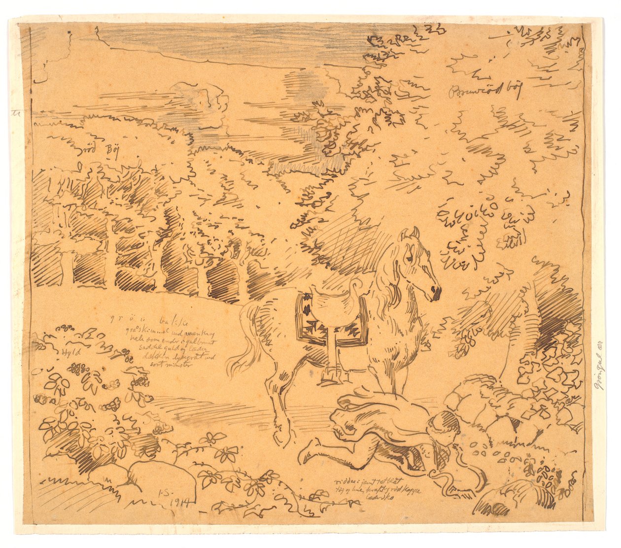 Kalke med folkevisemotiv (Jomfruen i ormeham) af Joakim Frederik Skovgaard