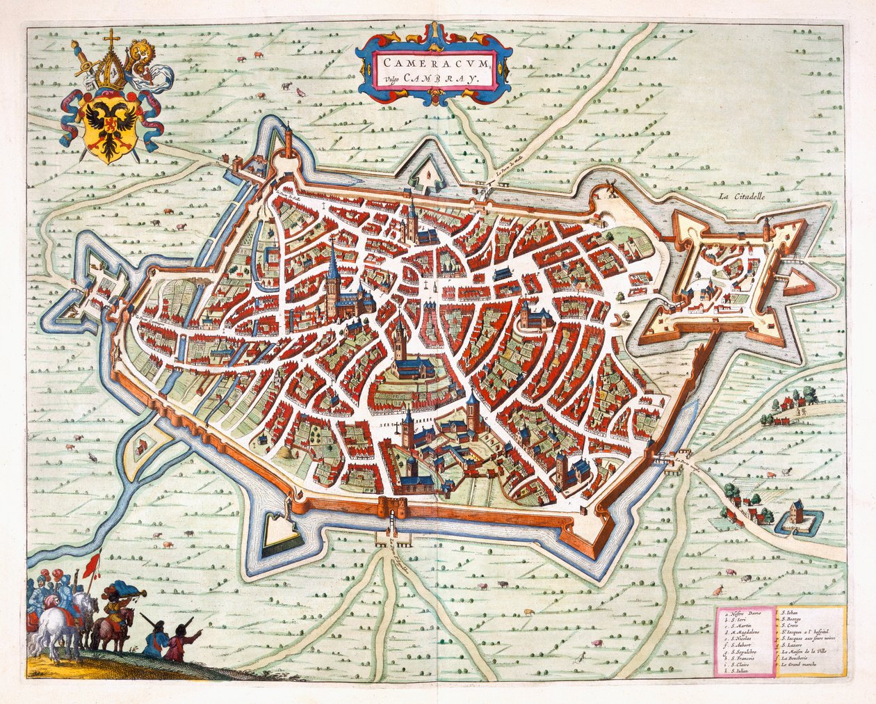Cambrai, 1649 (håndfarvet gravering) af Joan Blaeu