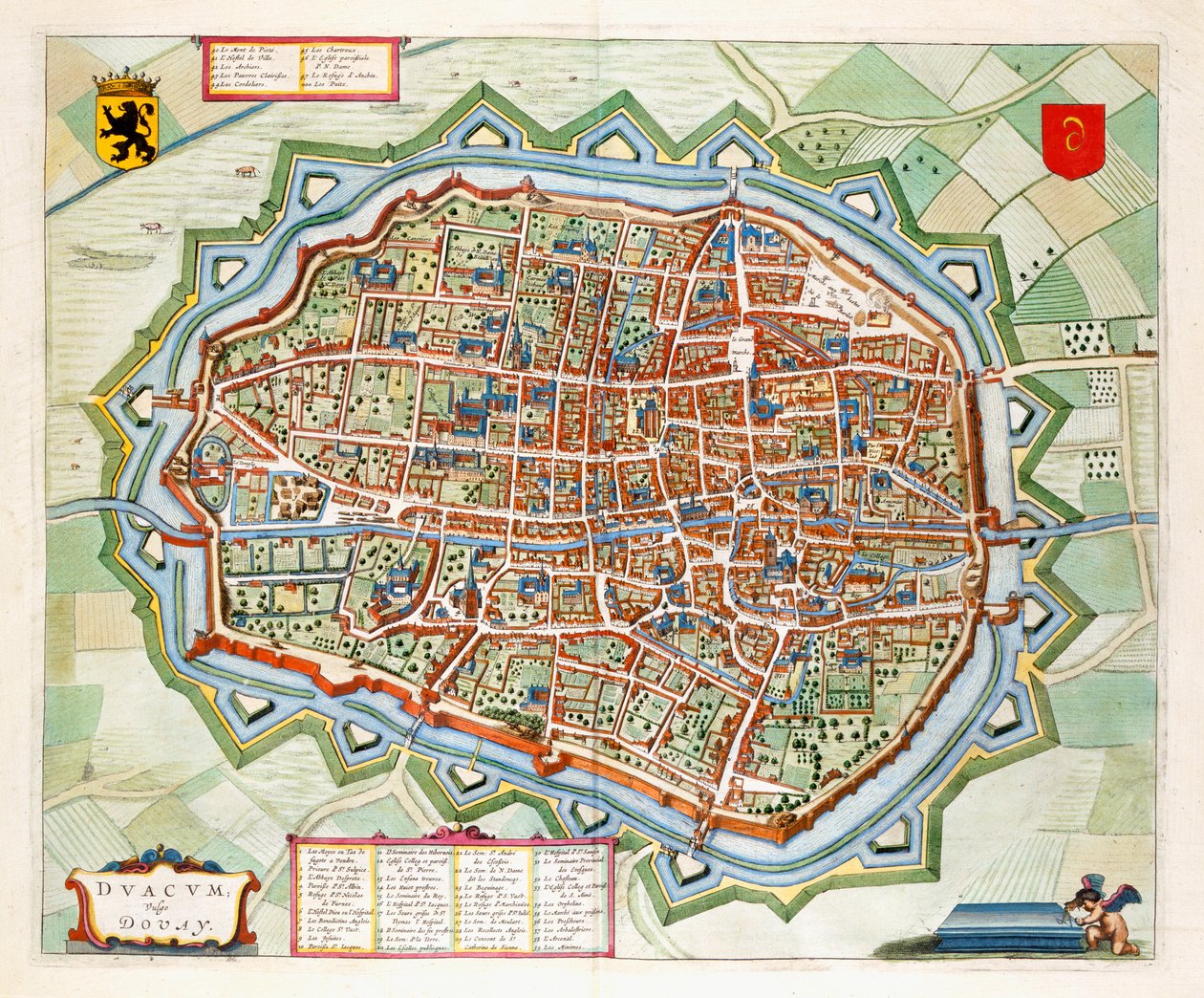 Douai, 1649 (håndfarvet gravering) af Joan Blaeu
