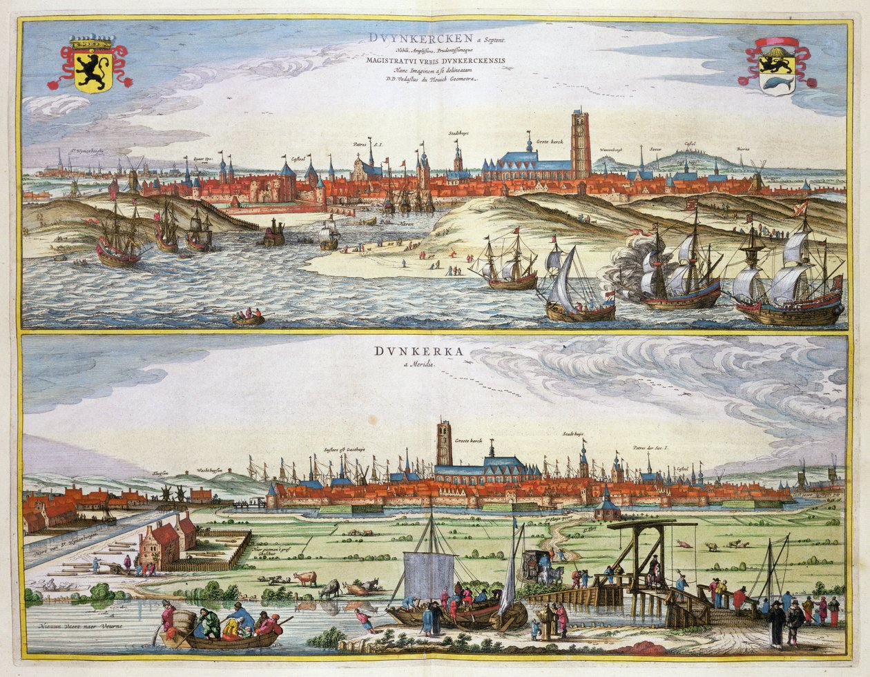 Byen Dunkerque under den spanske besættelse, udgivet i Amsterdam, 1649 af Joan Blaeu