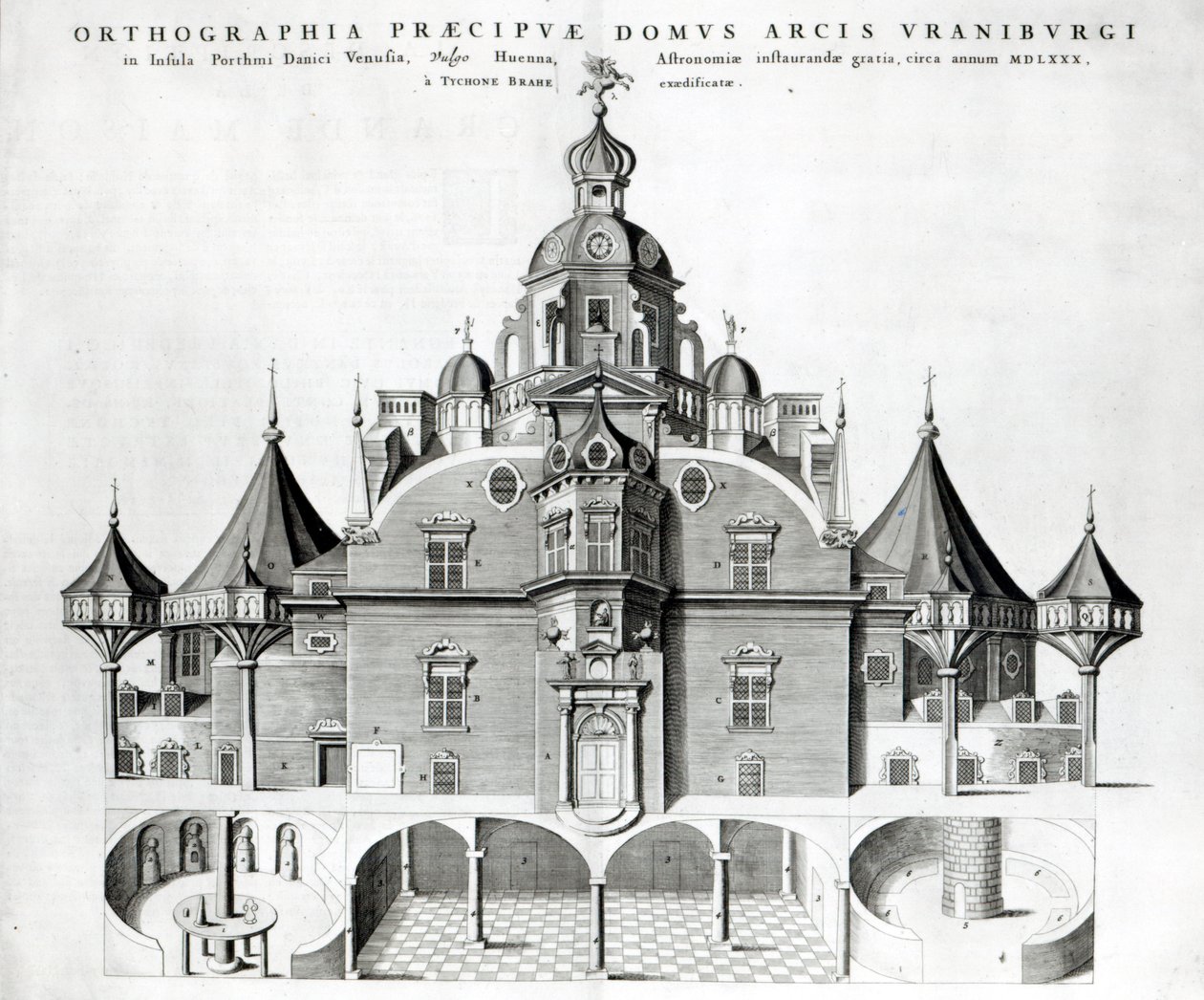 Tycho Brahes observatorium Uraniborg fra Joan Blaeus "Atlas Major", 1663 af Joan Blaeu