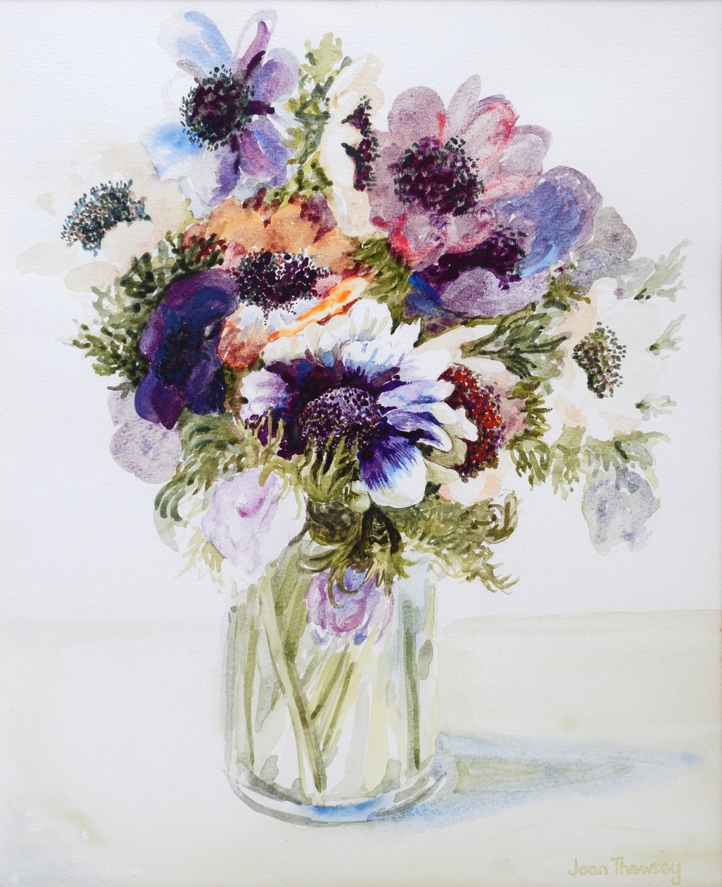 Anemoner i en glaskande, 2000, af Joan Thewsey