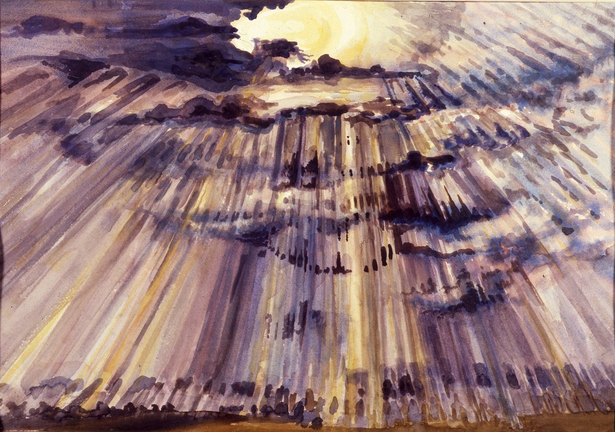 Stor himmel, solskin gennem regndråber, 2012 af Joan Thewsey