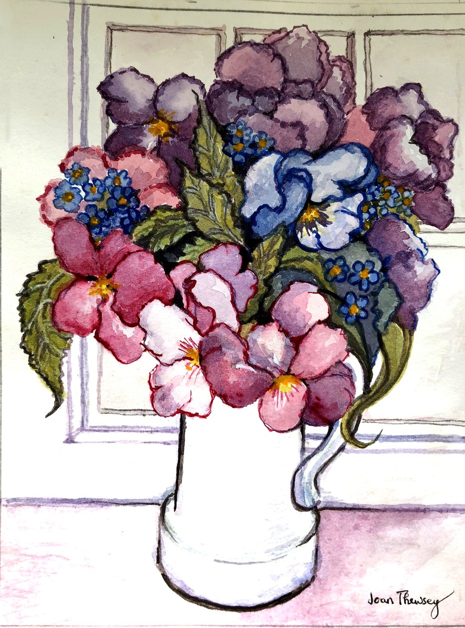Stedmoderblomster og Forglemmigej, af Joan Thewsey