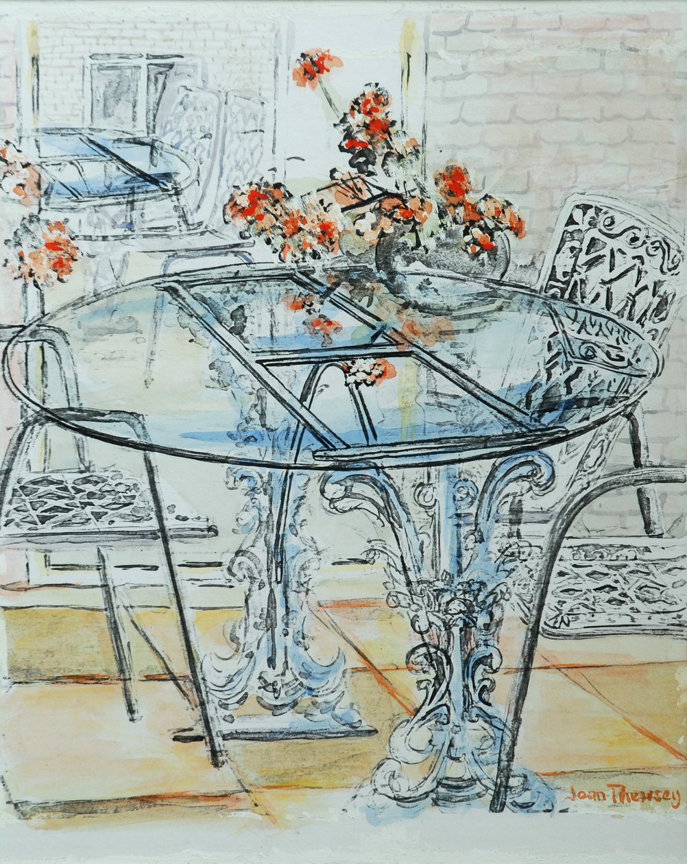 Patio Garden Pale, 2010, blæk med akvarel af Joan Thewsey