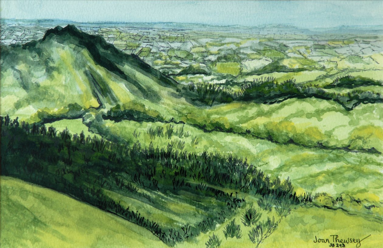 Udsigt fra Sue au Mai, Limousin Frankrig, 2010 vandfarve af Joan Thewsey