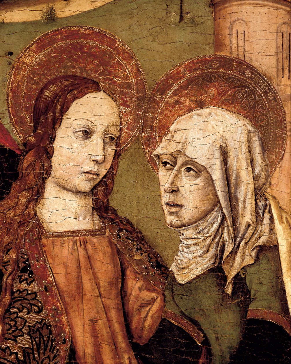 Altertavle af visitationen, Jomfruen møder Elizabeth, detalje, ca. 1488-1516 (tempera på træ) af Joan Barcelo