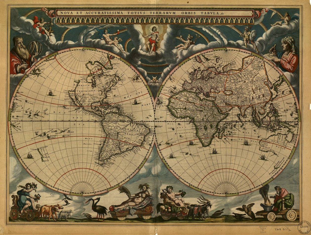 (Nova et accuratissima totius terrarum orbis tabula). LOC 98687202 af Joan Blaeu