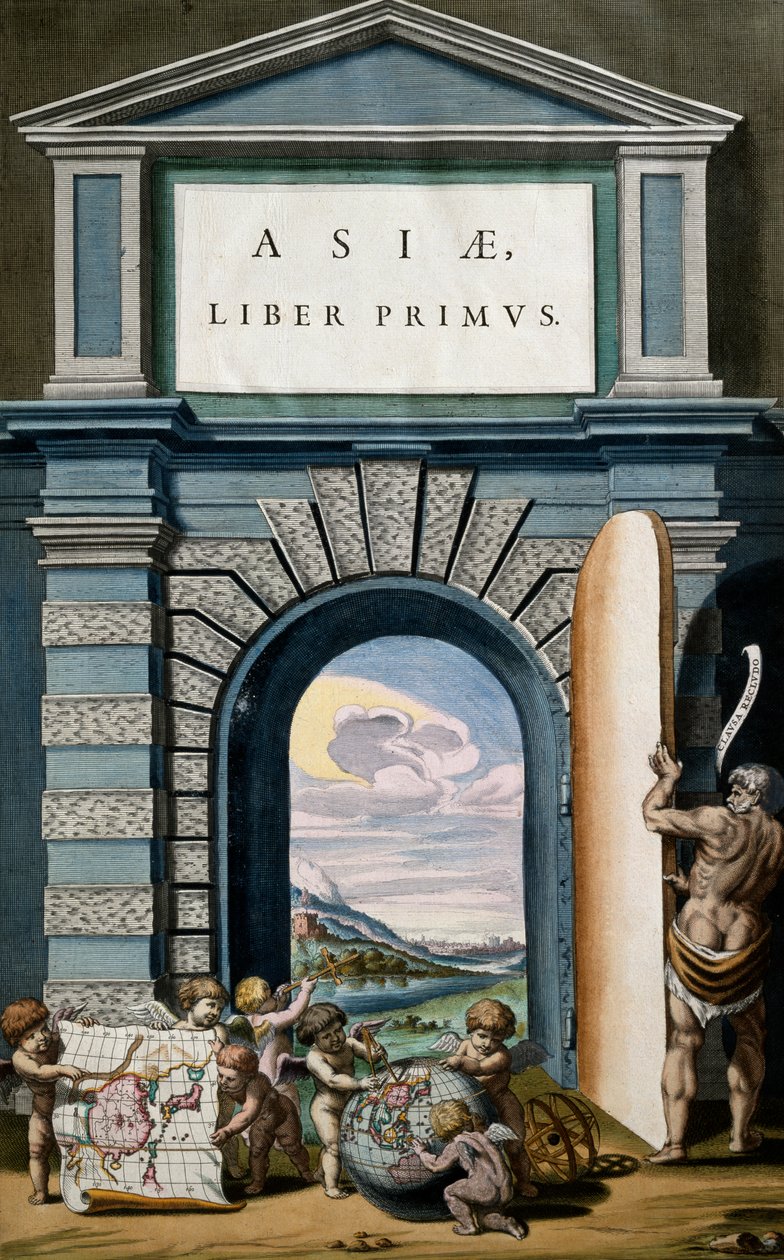 Asiae (Asien), bog I, titelblad til bind X, Atlas Maior, af Joan Blaeu (1596-1673), kobberstik, 57,5x39 cm, Amsterdam af Joan Blaeu