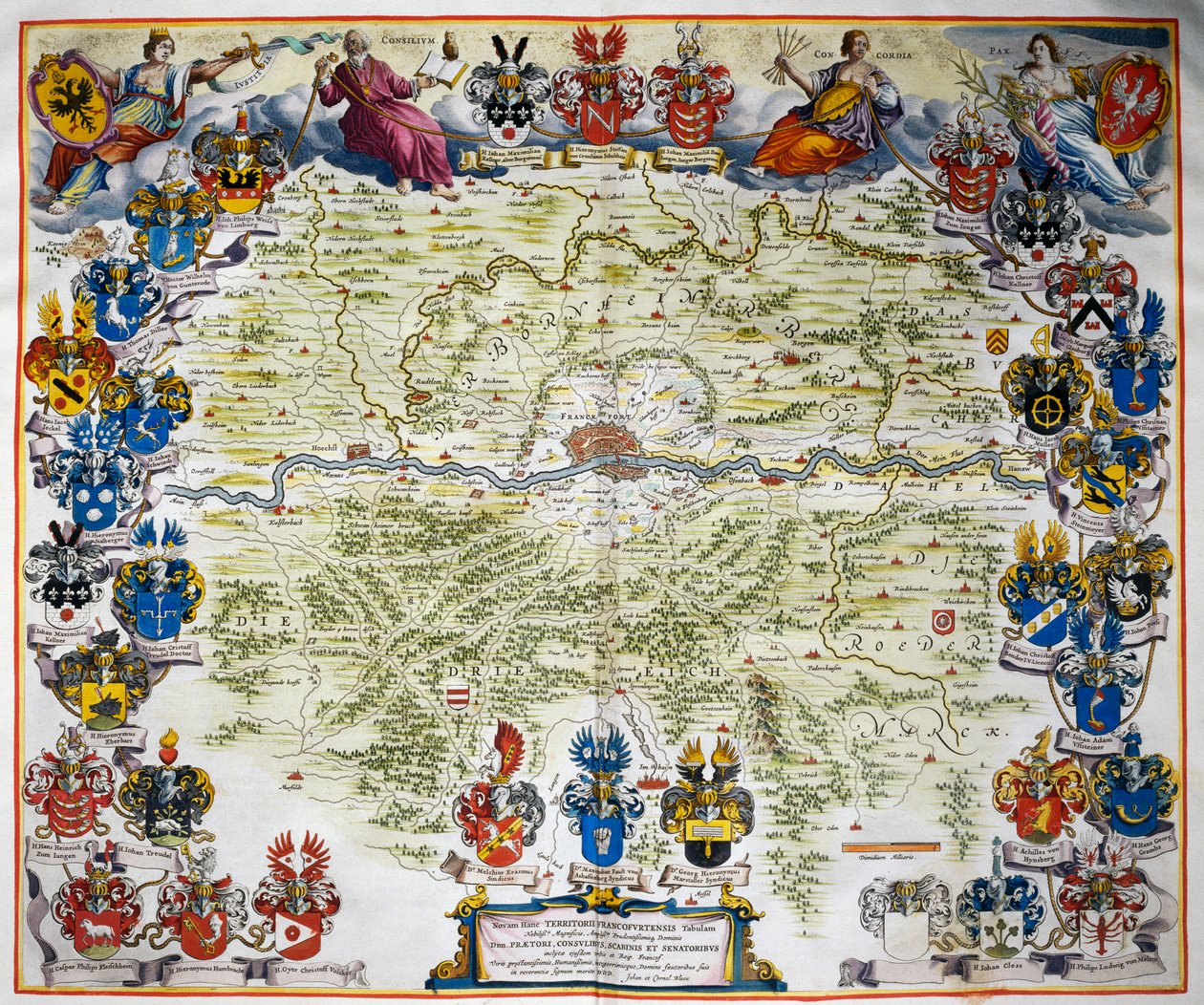 Frankfurt og dets territorium, fra Atlas Maior, atlas i 11 bind, af Joan Blaeu (1596-1673), bind III, kobberstik, 57,5x39 cm, Amsterdam af Joan Blaeu