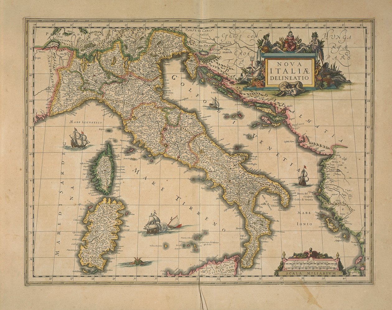 Kort over Italien af Joan Blaeu af Joan Blaeu