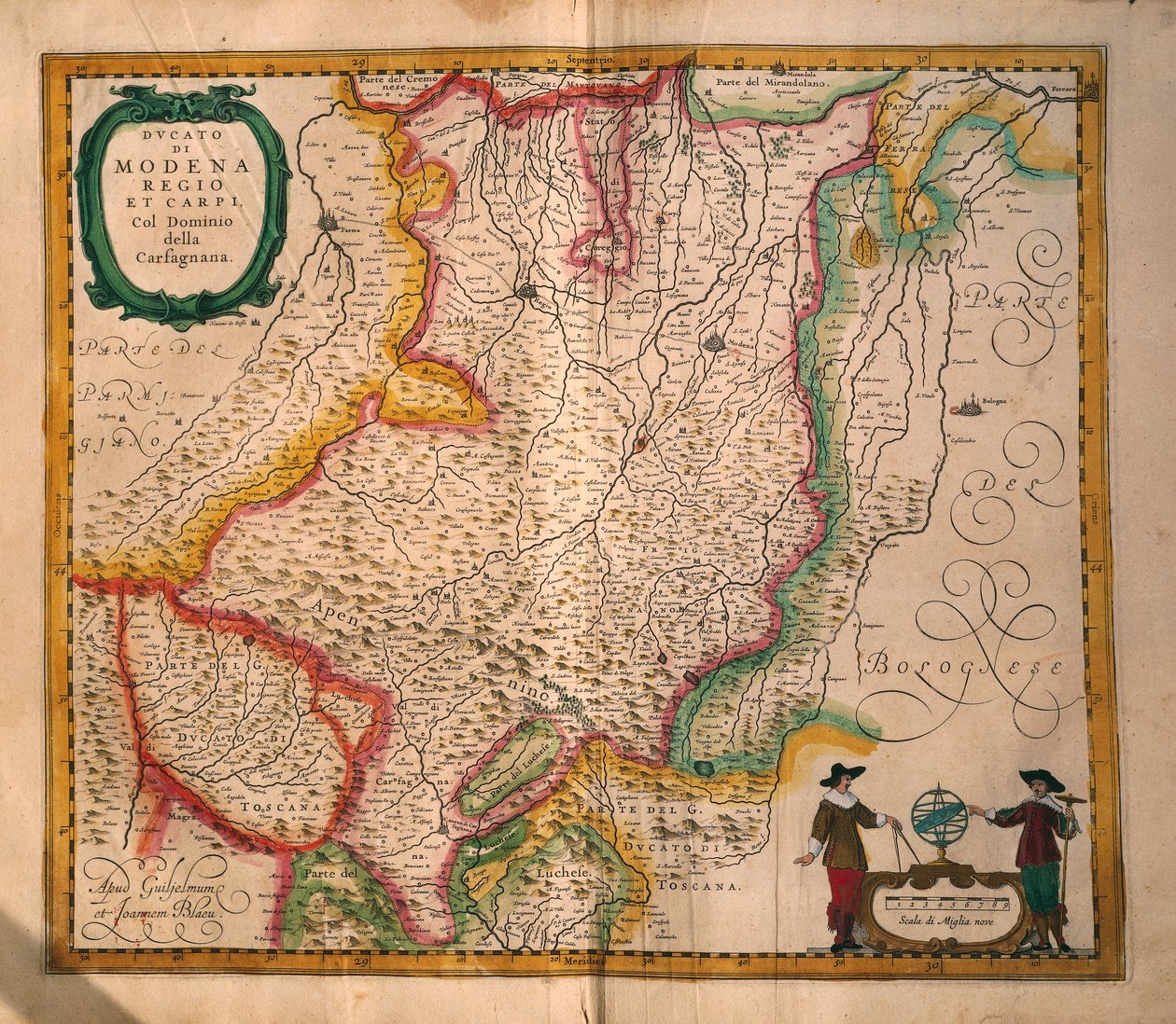 Kort over Modena fra Theatrum civitatum et admirandorum Italiae af Joan Blaeu, gravering af Joan Blaeu
