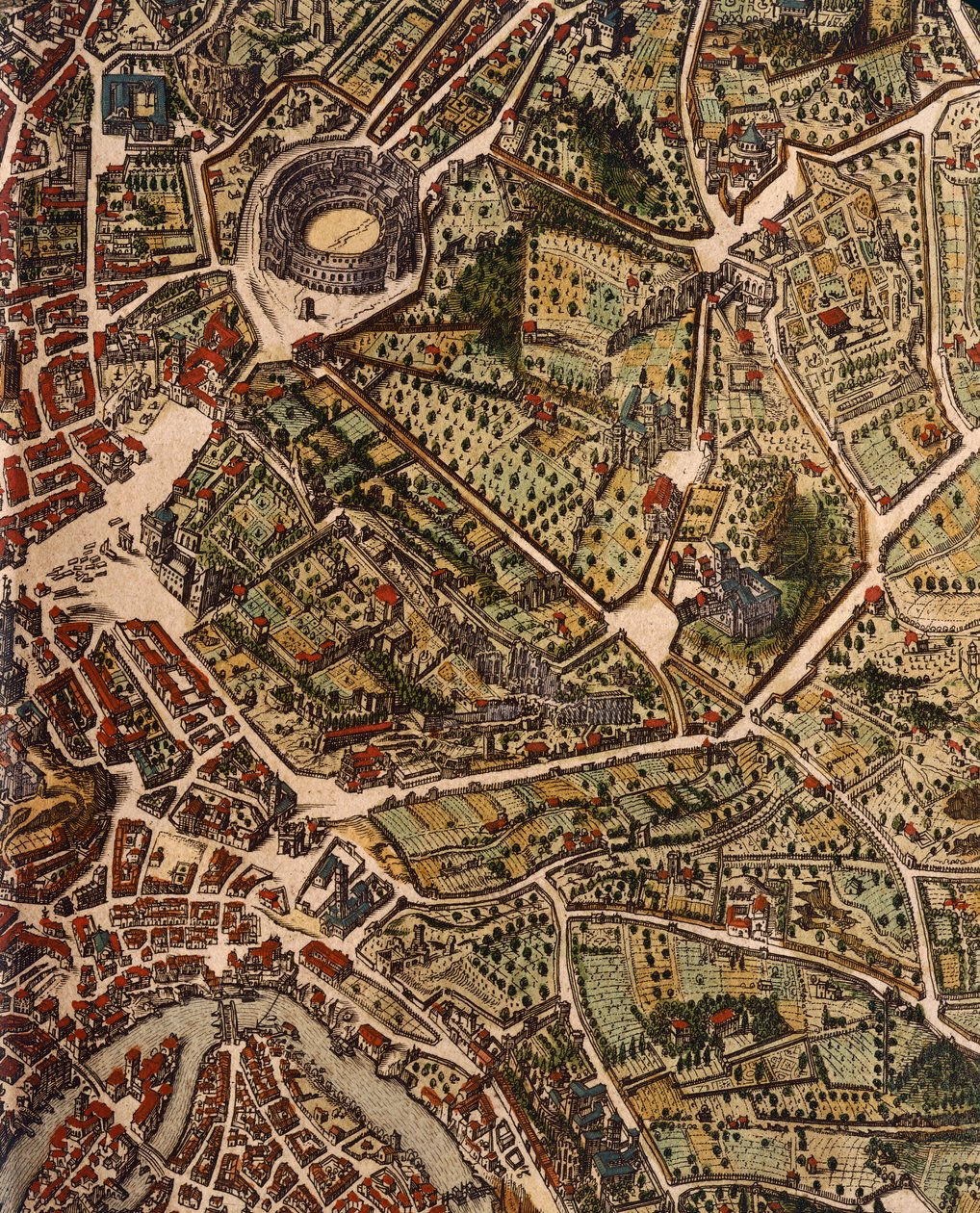 Kort over Rom, af Joan Blaeu (1596-1673), tryk fra Theatrum Civitatum et Admirandorum Italiae, ad Aevi Vetis et Present Temporis Faciem Expressum, Italien af Joan Blaeu