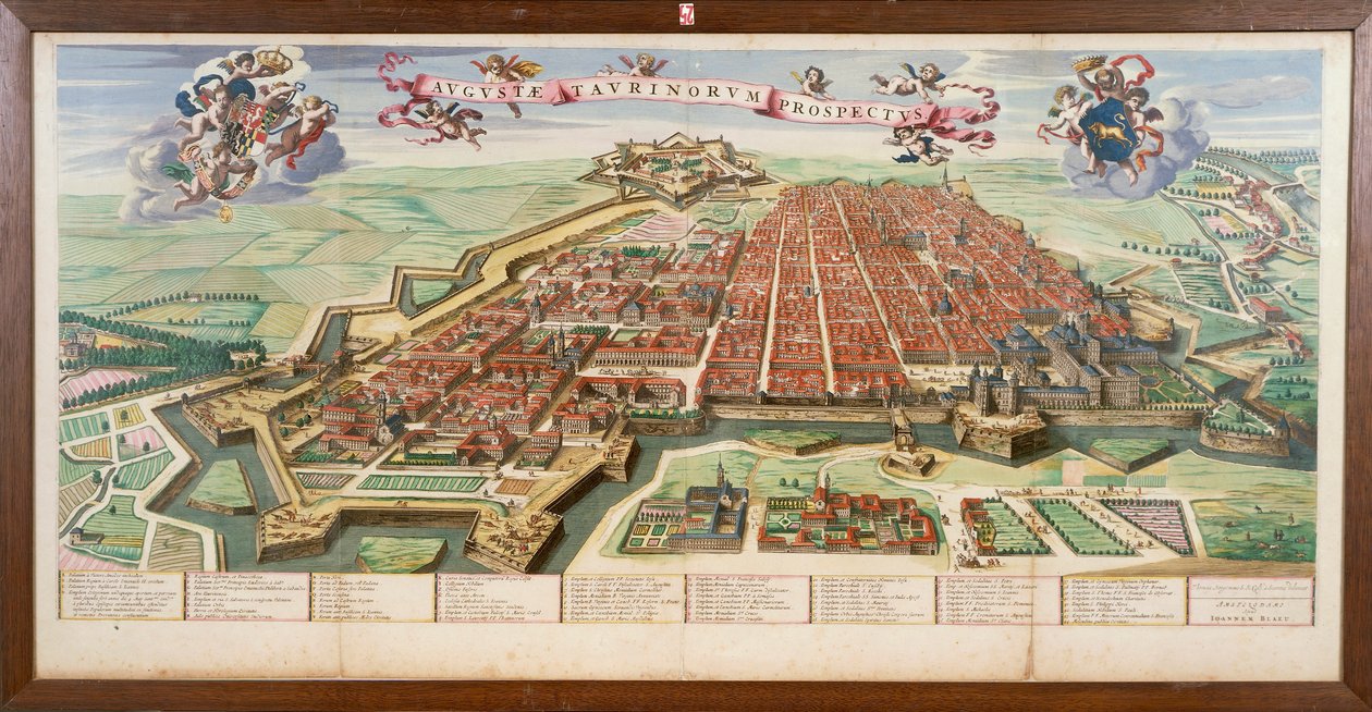 Kort over Torino, af Joan Blaeu fra Theatrum Sabaudiae, gravering af Joan Blaeu
