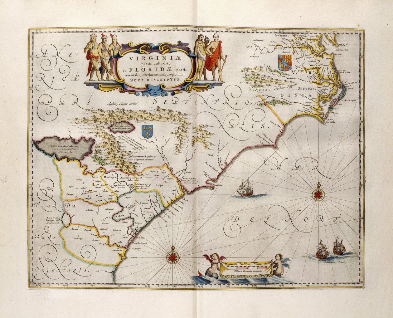 Kort over Virginia og Florida, 1667 af Joan Blaeu