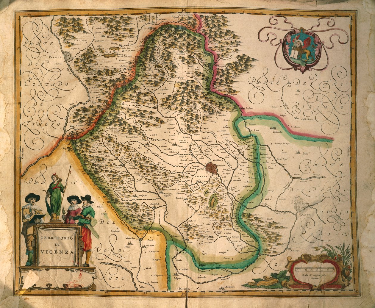 Provinsen Vicenza fra Theatrum civitatum et admirandorum Italiae, af Joan Blaeu, gravering af Joan Blaeu