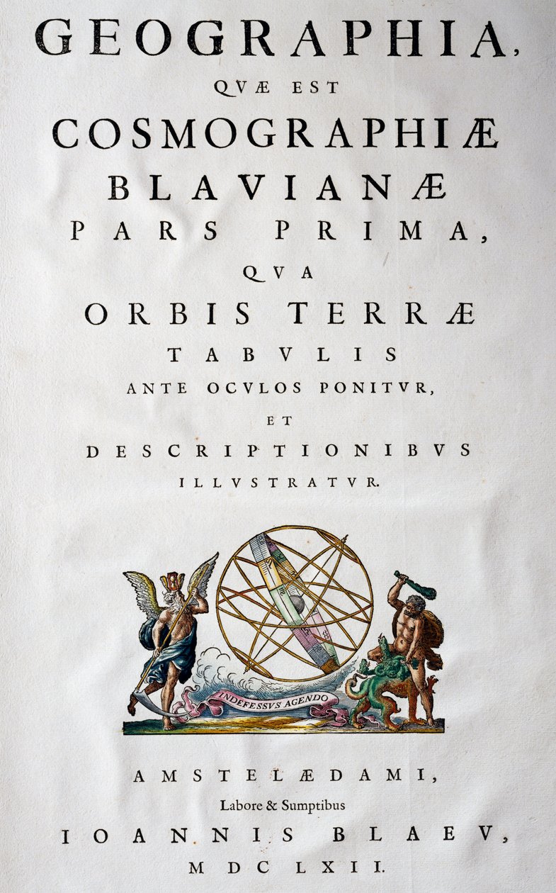 Titelblad til del I, Atlas Maior, atlas i 11 bind, af Joan Blaeu (1596-1673), kobberstik, 57,5x39 cm, Amsterdam af Joan Blaeu