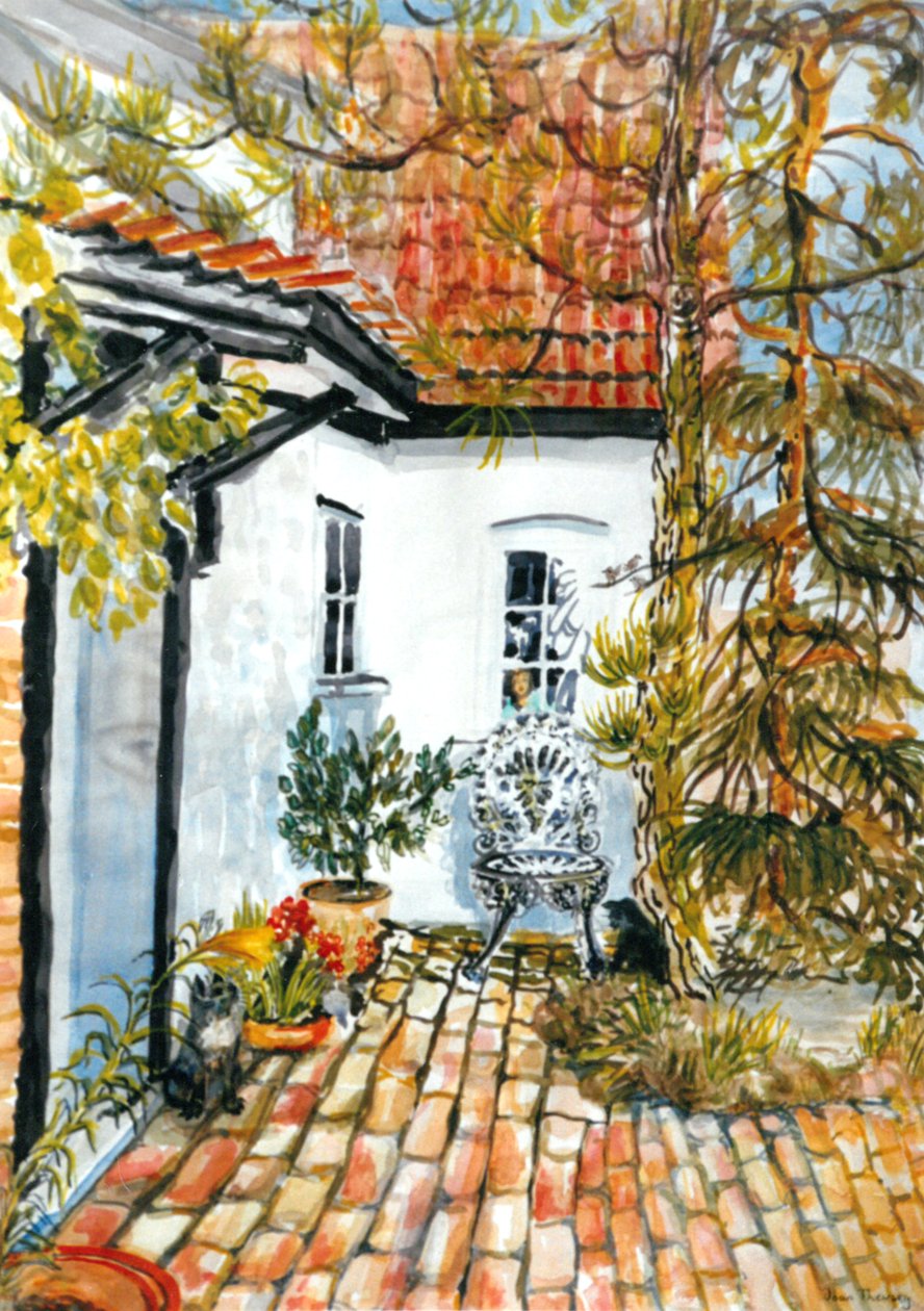 Carolines Cottage - det gamle postkontor, (gouache) af Joan Thewsey