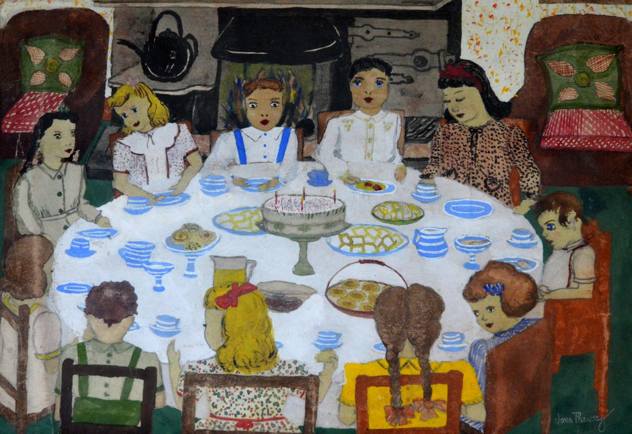 Børnefest, 1947 (gouache) af Joan Thewsey