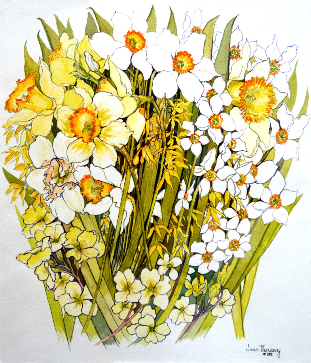 Påskeliljer, Narcissus, Forsythia og Primroses, 2000 af Joan Thewsey