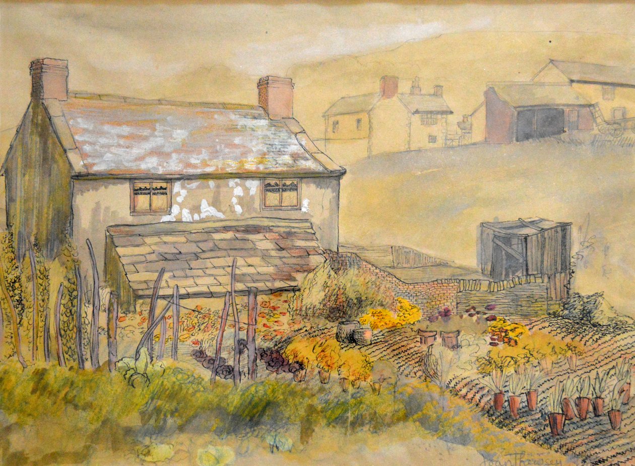 Moorland Cottage, 2014 (pen, blæk og akvarel) af Joan Thewsey