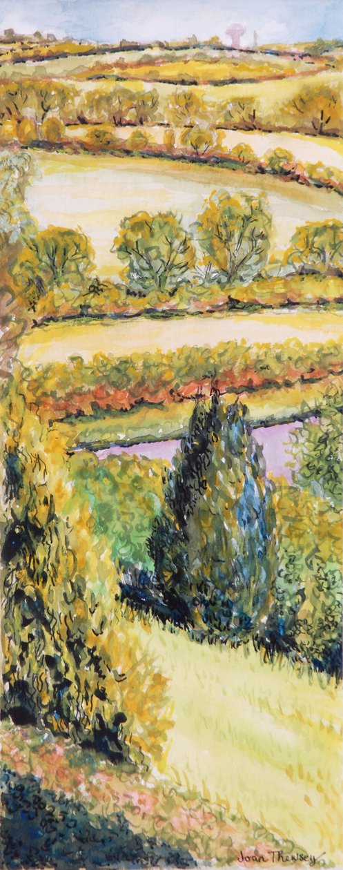 Suffolk Landscape, udsigt fra vinduet foran, 2000 af Joan Thewsey
