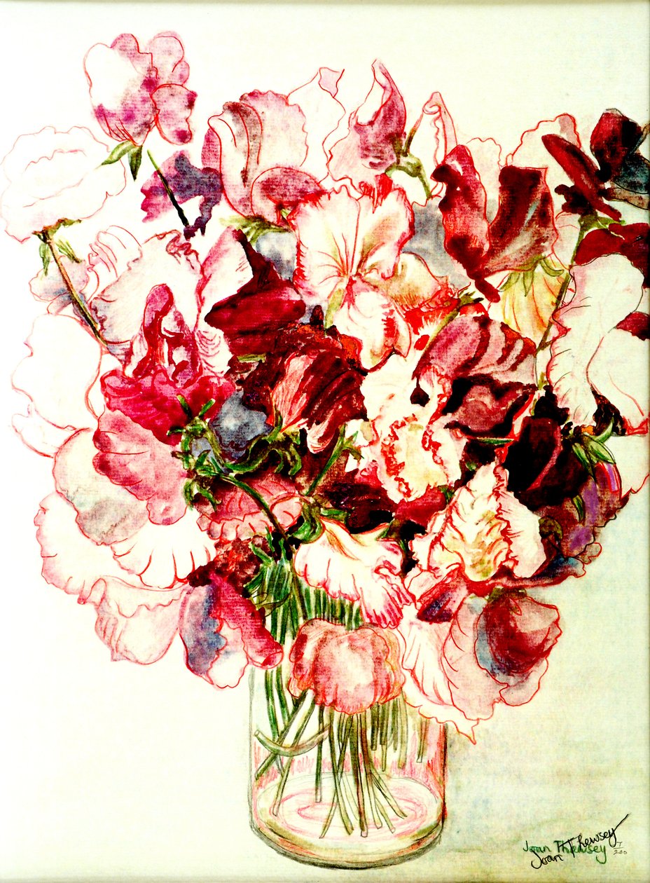 Sweet Peas, 2005, (vandfarve) af Joan Thewsey