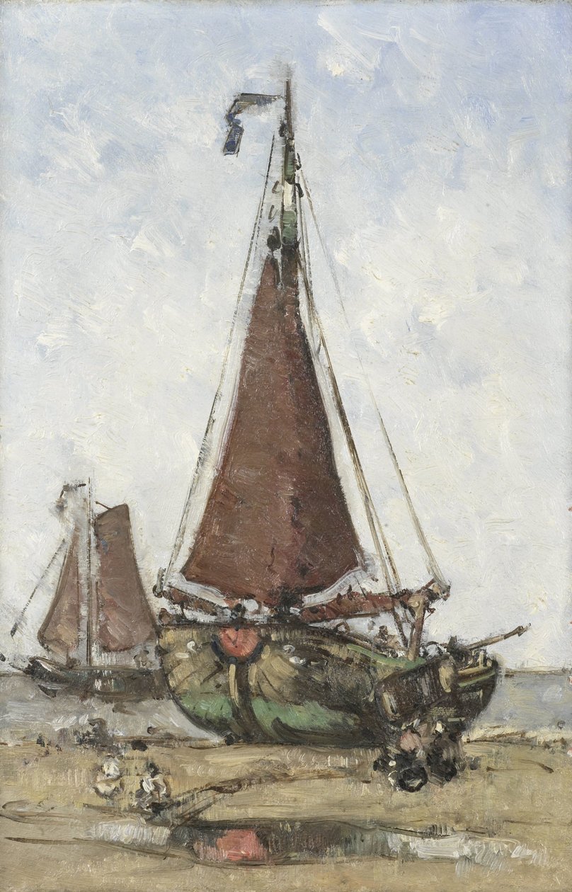 Bluff-buet fiskerbåd på stranden af Joannes Barnardus Antonius Maria Westerwoudt