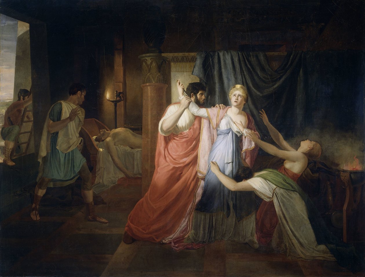 Proculeius forhindrer Cleopatra i at stikke sig selv af Joannes Echarius Carolus Alberti