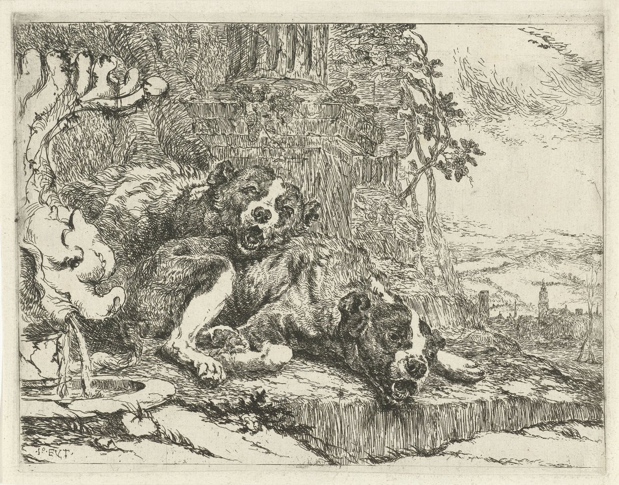 To liggende hunde Hunde (serietitel) af Joannes Fijt
