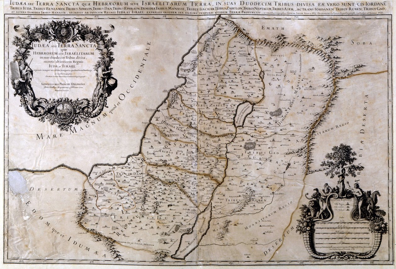 Historisk geografisk kort over Palæstina. Jansson Atlas af Joannes Jansson