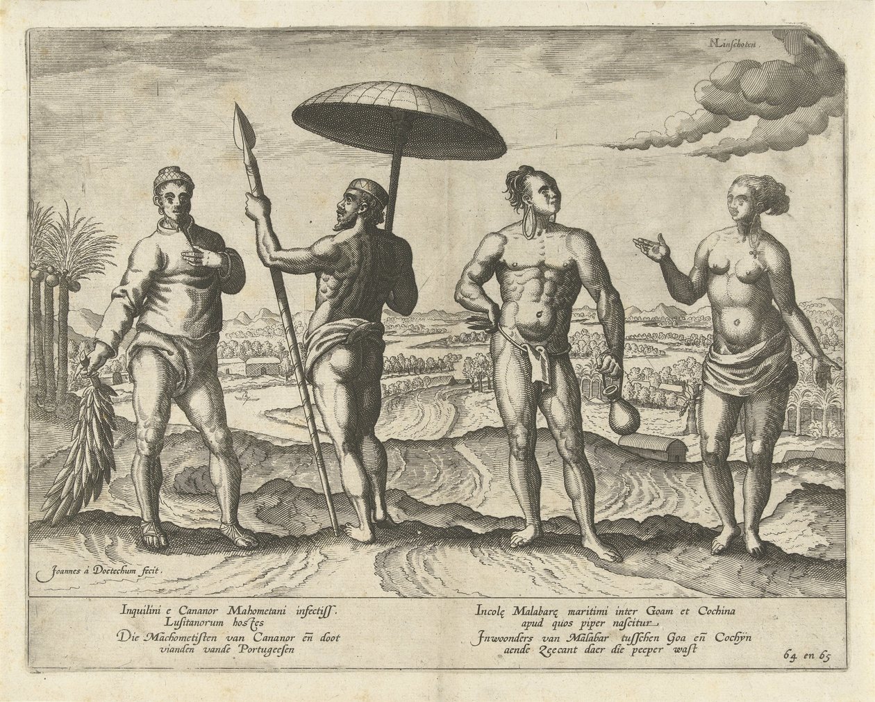 To mænd fra Cananor og et par fra Malabar af Joannes van Doetechum (I)