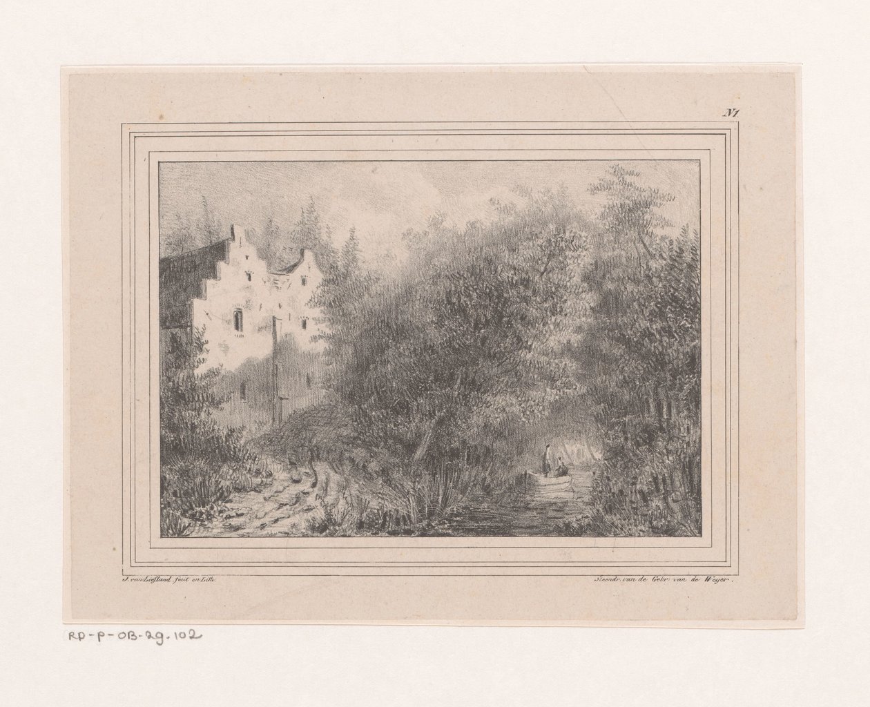 Grøft og to huse af Joannes van Liefland