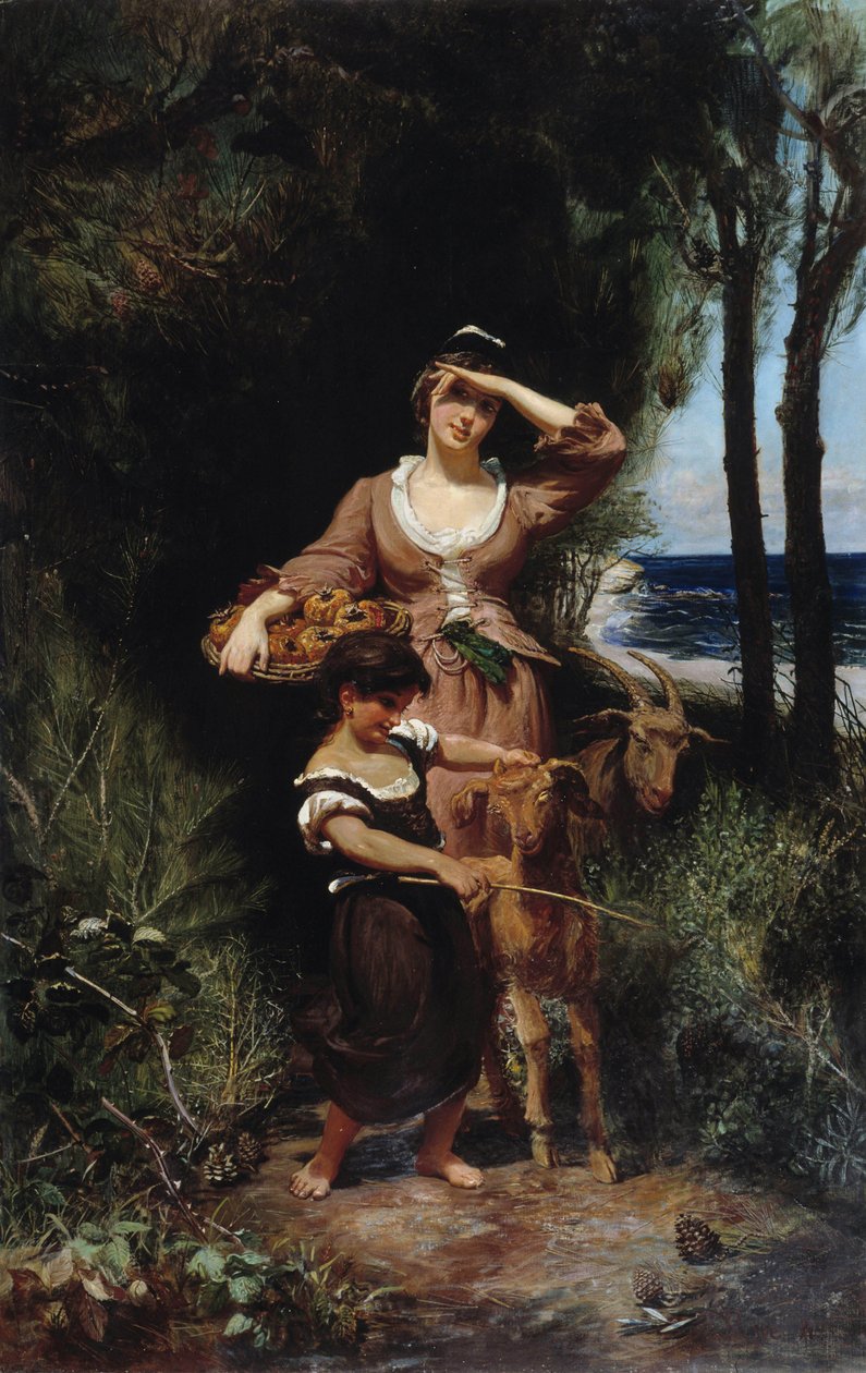Chevrere ved havet Maleri af Joanny Rave (1827-1882) Dim. 219x139 cm. Obligatorisk omtale: Collection fondation regards de Provence, Marseille af Joanny Rave