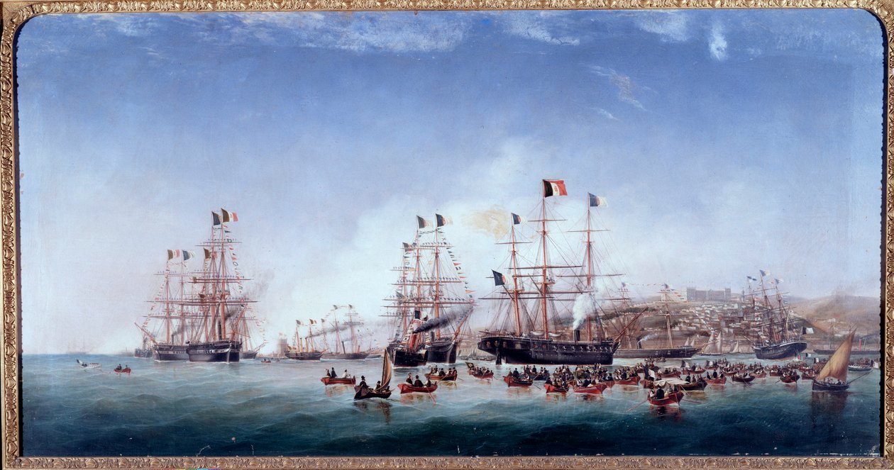 Italiensk skib regina Maria Pia i havnen i Lissabon (olie på lærred af Joao Gomes da Silva Pedroso