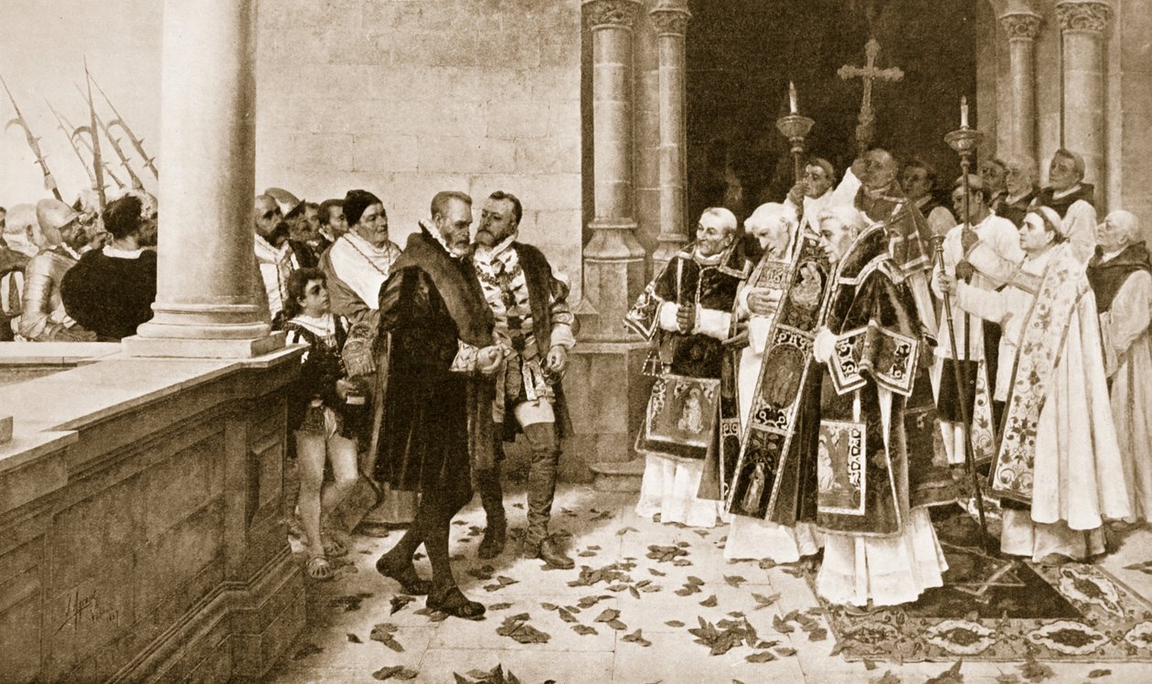 Charles V går ind i et kloster ved St. Yuste af Joaquin Agrasot y Juan
