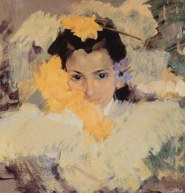Pige med blomster Espanol: Nina con flores Engelsk: Pige med blomster af Joaquín Sorolla