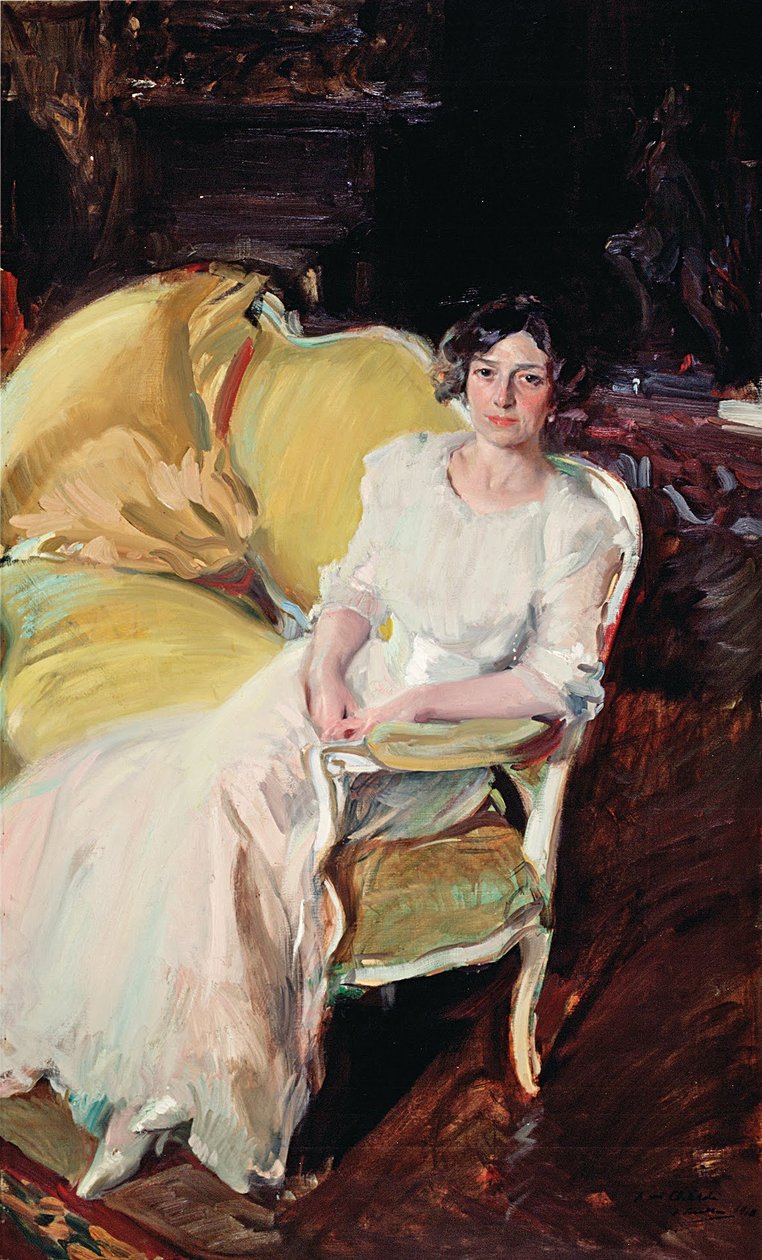 Clotilde sidder i sofaen af Joaquín Sorolla