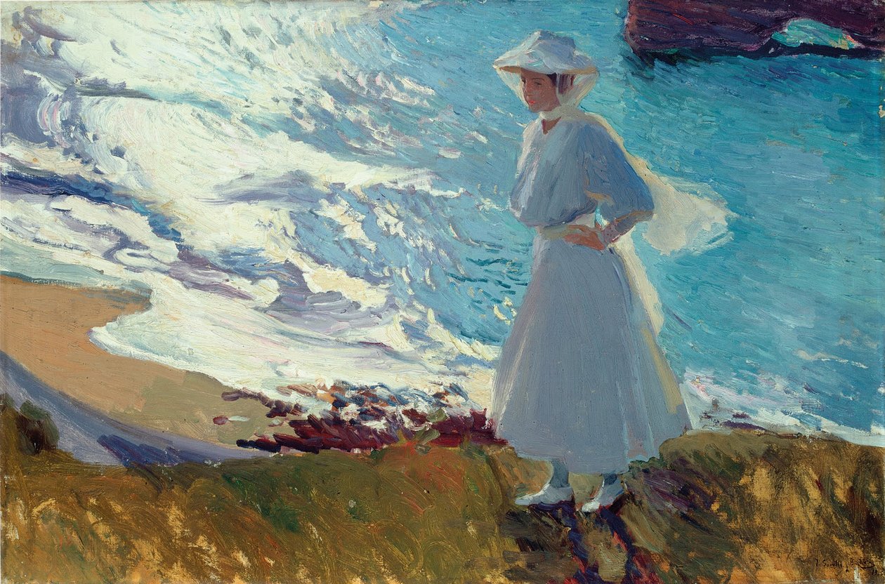 María på stranden i Biarritz eller Modlys af Joaquín Sorolla