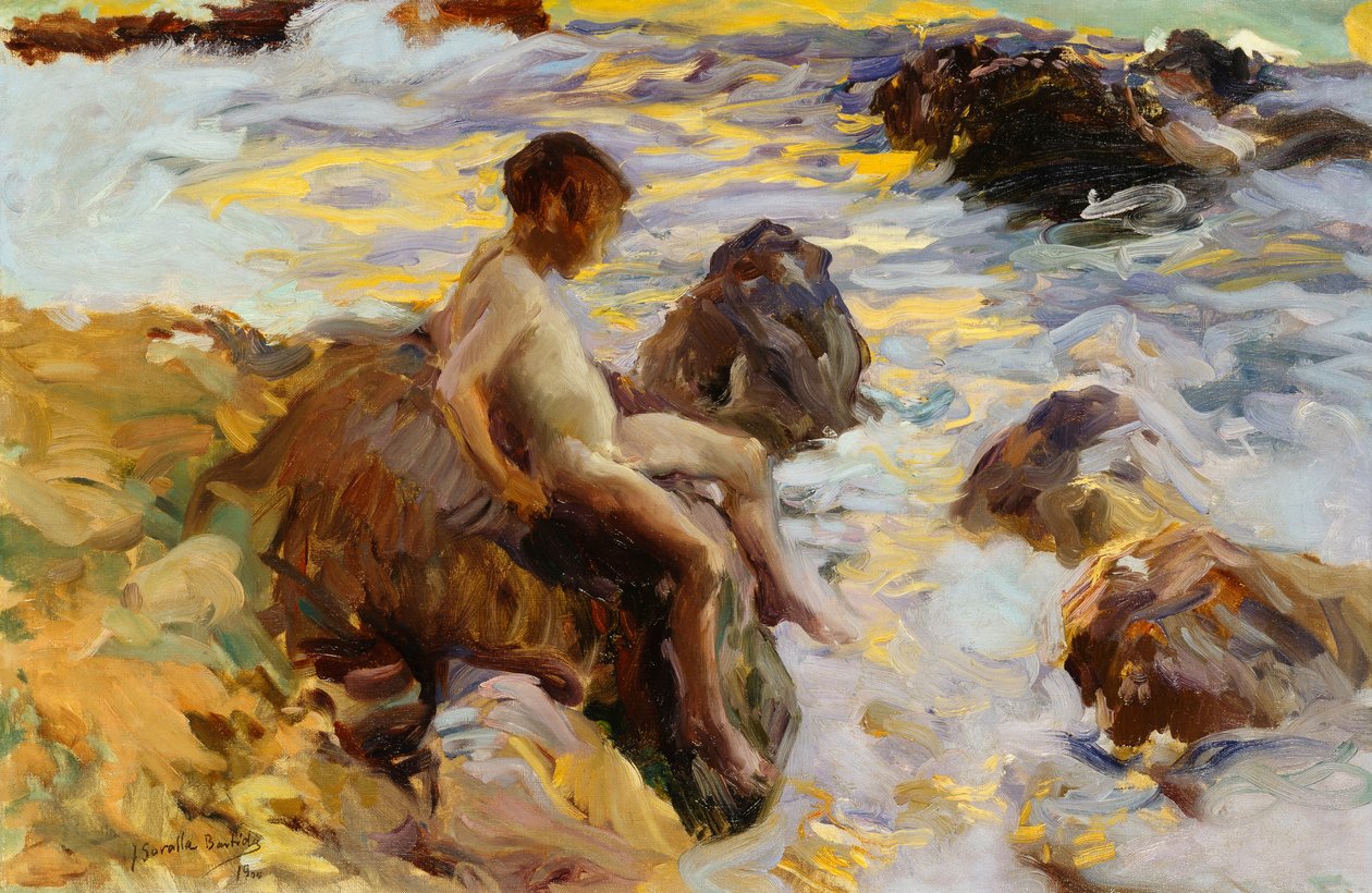 Boy in the Breakers, Javea, 1900 af Joaquín Sorolla