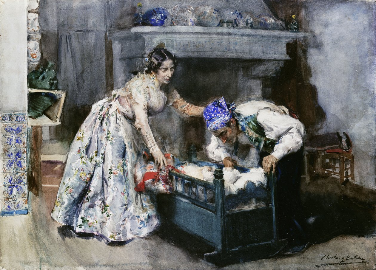 Pas på ikke at vække ham; Vær forsigtig, vækk ham ikke. af Joaquín Sorolla