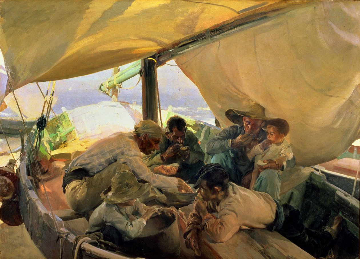 Frokost på båden af Joaquin Sorolla y Bastida
