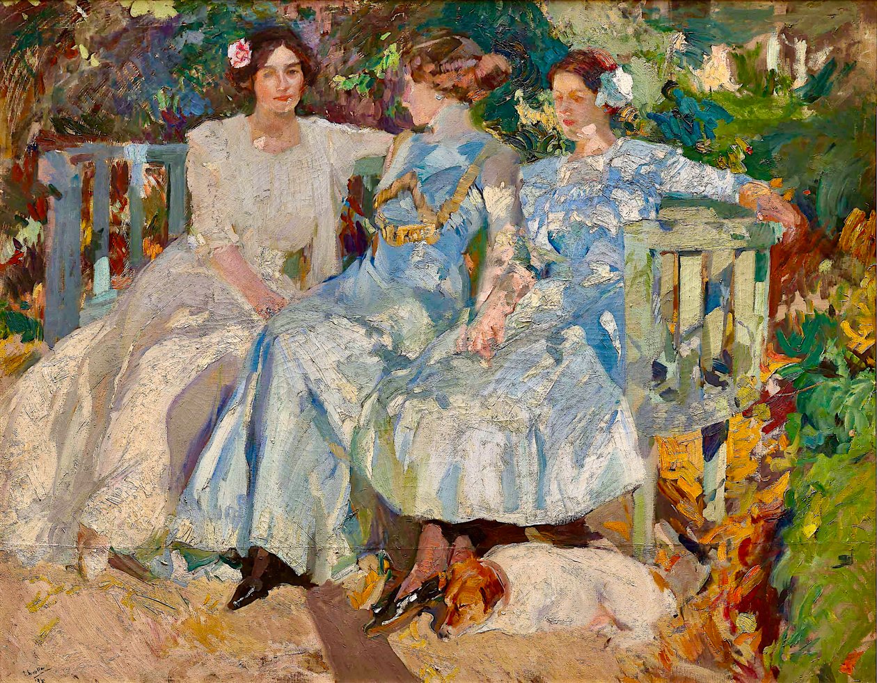 Min kone og mine døtre i haven (My Wife And Daughters In The Garden) af Joaquin Sorolla y Bastida