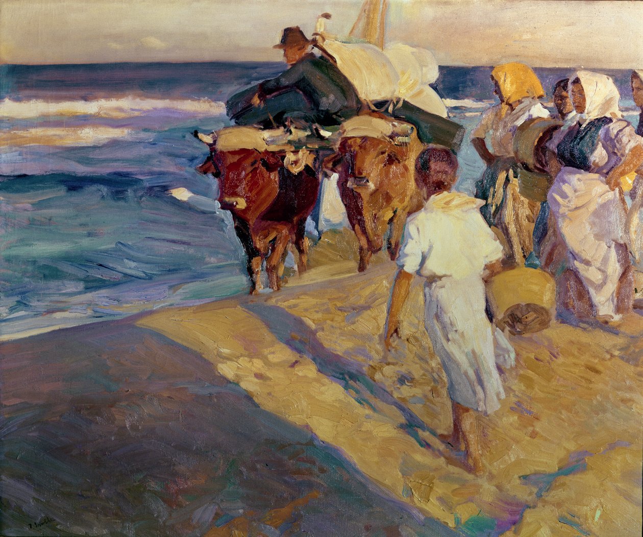 Bugsering i båden, Valencia Beach af Joaquin Sorolla y Bastida