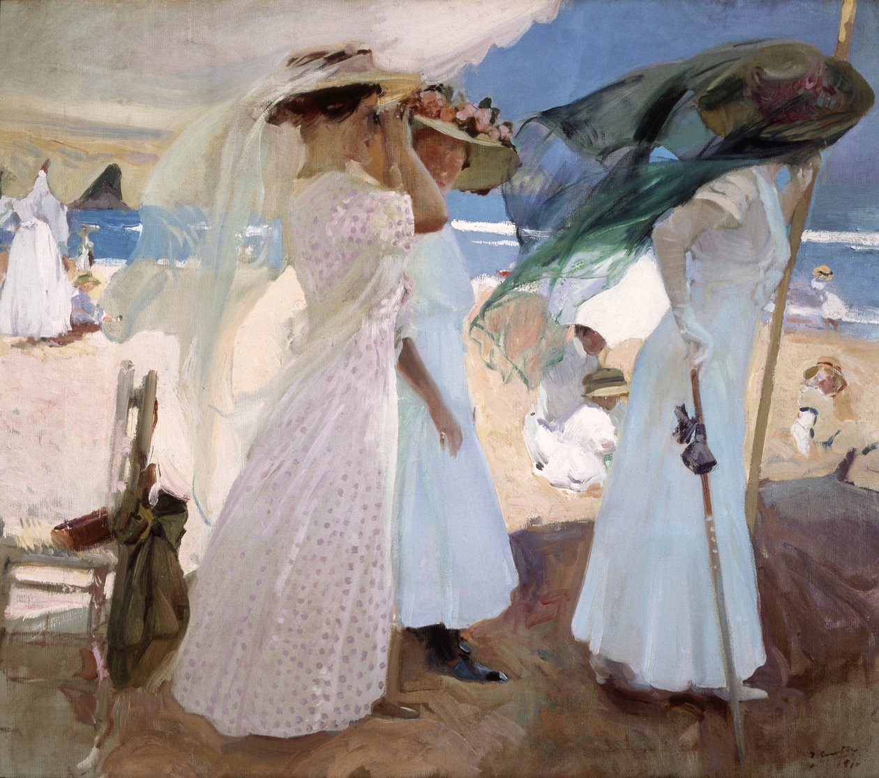 Under forteltet, Zarauz af Joaquin Sorolla y Bastida